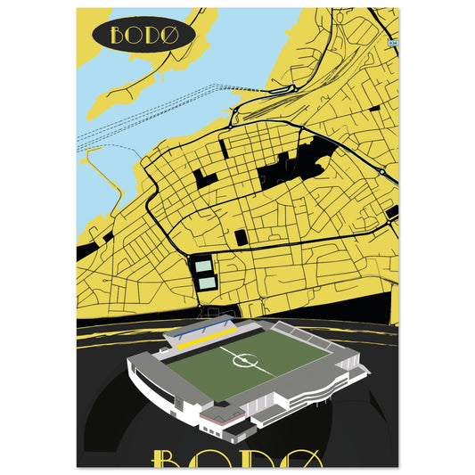 Aspmyra Bodø Glimt Stadion plakat i gul og svart